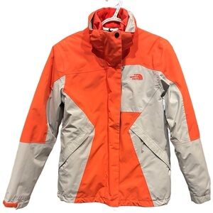 The North Face Women's Orange and Gray Raincoat
